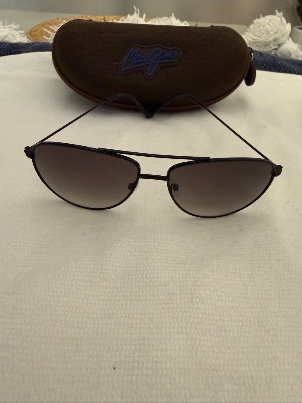 Maui Jim Aviator Sunglasses with Brown Gradient Lenses and Black Frame